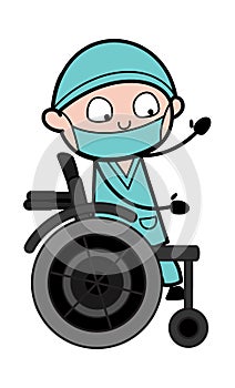 Cartoon Surgeon on Wheel Chair