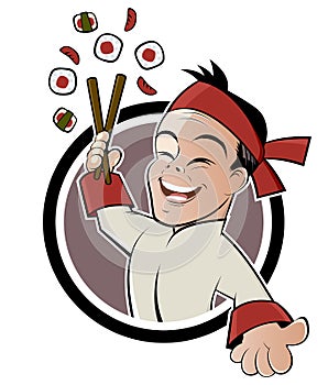 Cartoon sushi man