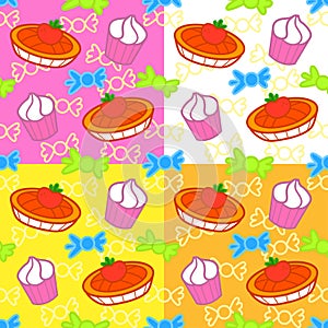 Cartoon sweets seamless pattern