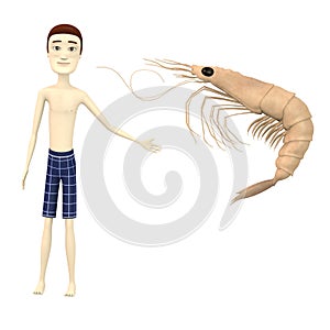 Cartoon swimmer with deepwater shrimp