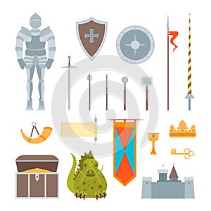 Cartoon Symbol Of Mediaeval Color Icons Set. Vector photo