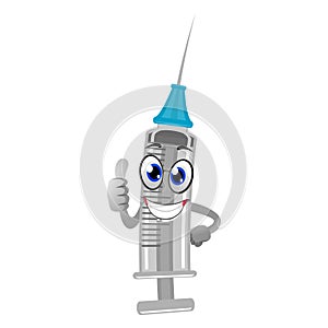 Cartoon Syringe Mascot