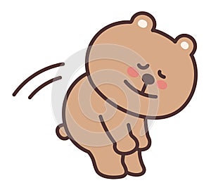 Cartoon teddy bear bowing to someone. Vector illustration.