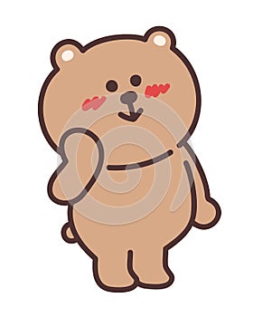 A cartoon teddy bear with an embarrassed and blushing Vector illustration.