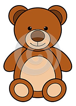 Cartoon teddy bear icon. Cuddly toy bear vector illustration isolated on white