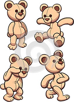 Cartoon Teddy Bear Set. Vector illustration with simple gradients.