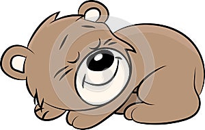 Cartoon teddy bear sleeping on the ground vector illustration for children