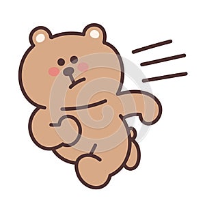 Cartoon teddy bear sprinting for somewhere. Vector illustration.