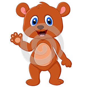 Cartoon teddy bear waving hand