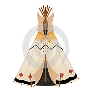 Cartoon tee pee traditional native americans wigwam. Vector photo