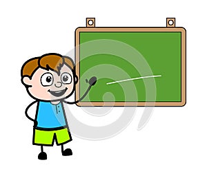 Cartoon Teen Boy with Classroom Board