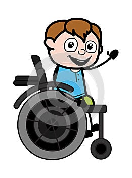 Cartoon Teen Boy on Wheel Chair