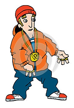 Cartoon of a teenage white rapper
