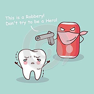 Cartoon teeth robbery by soda