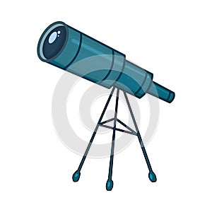 Cartoon telescope isolated on white background. Education and astronomy tool. Science concept design element.