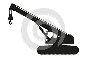 Cartoon telescopic crane silhouette. Heavy machinery for construction and mining