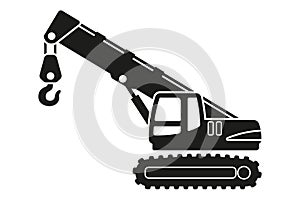 Cartoon telescopic crane silhouettes. Heavy machinery for construction and mining