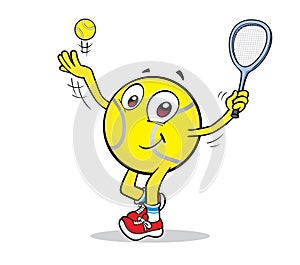 Cartoon tennis ball mascot