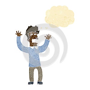 cartoon terrified man with thought bubble