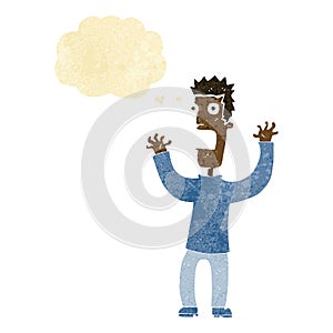 cartoon terrified man with thought bubble