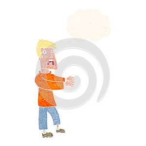 cartoon terrified man with thought bubble