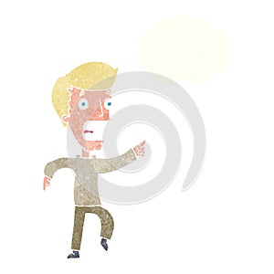 cartoon terrified man with thought bubble