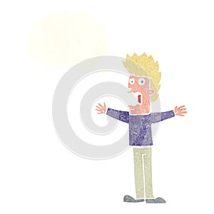 cartoon terrified man with thought bubble