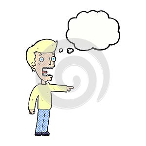 cartoon terrified man with thought bubble