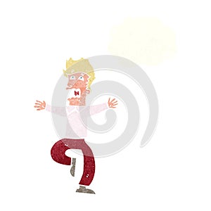 cartoon terrified man with thought bubble