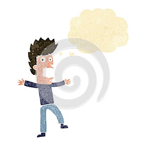 cartoon terrified man with thought bubble