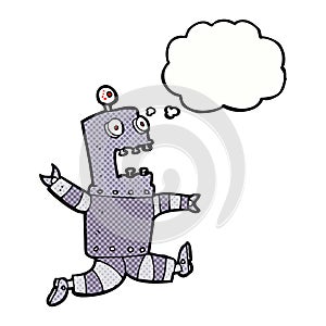 cartoon terrified robot with thought bubble