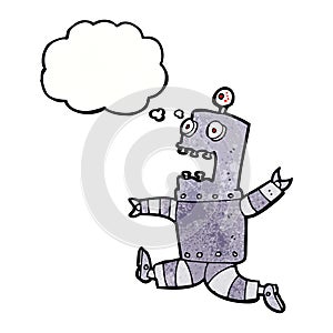 cartoon terrified robot with thought bubble