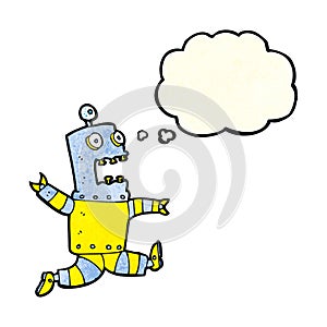 cartoon terrified robot with thought bubble