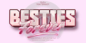 Cartoon text effect, editable besties forever text and comic text style