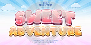 Cartoon text effect, editable sweet adventure comic text style