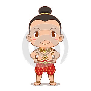 Cartoon Thai Boy in traditional costume.