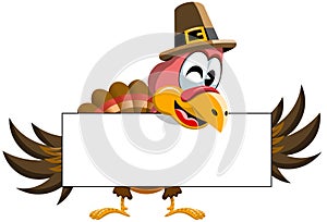 Cartoon Thanksgiving Turkey Blank Banner