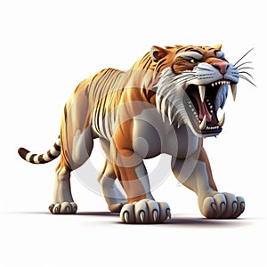 Lively 3d Cartoon Tiger With Open Mouth - Incisioni Series photo
