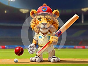 cartoon Tiger Cricketer photo