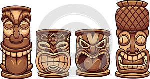 Cartoon Tiki totems of different sizes