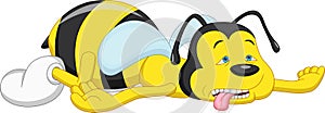 cartoon tired cute bee