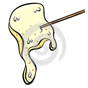 A Cartoon Toasted Melting Marshmallow on a Stick Vector Illustration