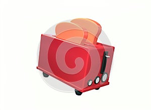 cartoon toaster on a white background 3d rendering