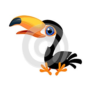 Cartoon toco toucan Ramphastos toco also known as the giant toucan