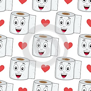 Cartoon Toilet Paper Seamless Pattern