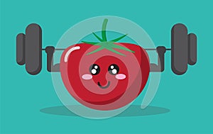 cartoon tomato health strong background