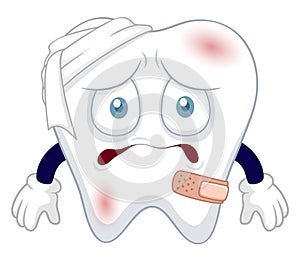 Cartoon tooth be injured