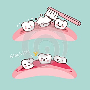 Cartoon tooth brush and gingivitis