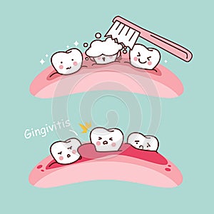 Cartoon tooth brush and gingivitis photo