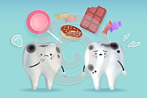 Cartoon tooth with decay problem
